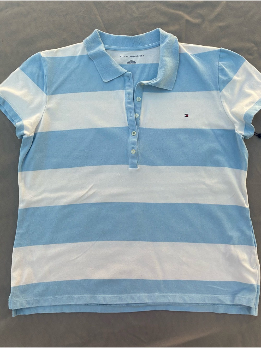 Tommy Hilfiger Kids Blue & White Striped Polo